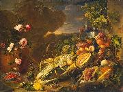 Jan Davidz de Heem Fruit and a Vase of Flowers Spain oil painting artist